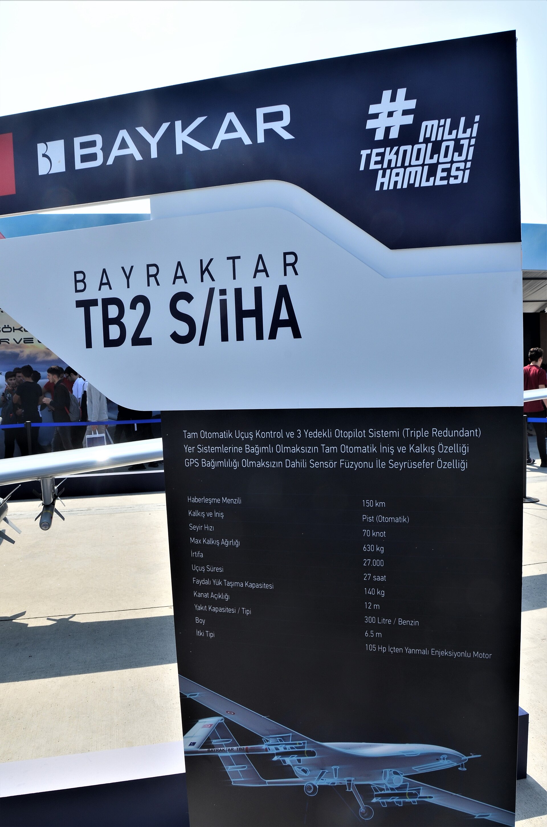 Bayraktar TB2 displayed at Teknofest 2019.