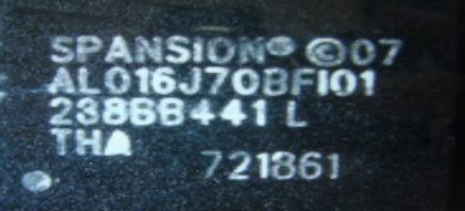 16-Mbit flash memory boot sector chip, marked SPANSION 07 ALO16J70BFI01 23868441 L THA 721861