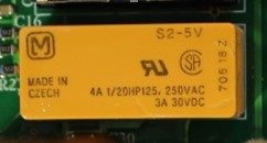 Electromagnetic relay, marked S2-5V 4А 1/20HP125, 250 VAC 3A 30VDC