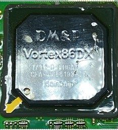 High-performance fully static 32-bit X86 processor, marked DM&P Vortex86DX® 1711-D-PBGP CFA-4K8619 ISOinChip®
