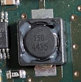 Inductance coil 150μH, marked 150 4436 Номінальний струм 1,8А Опір 174 мОм