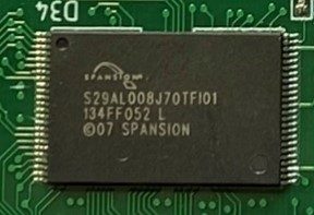 Memory IC 8 Megabit (1 M x 8-Bit/512 K x 16-Bit) CMOS 3.0 Volt-only Boot Sector Flash Memory 8 Mbit 3.0 V 44-pin SO and 48-pin TSOP, marked S29AL008J70TF101 134FF052 L ©07 SPANSION