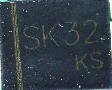 Schottky diode, marked SK32 KS