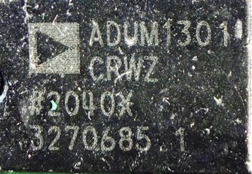 3-channel digital isolator, marked ADUM1301 CRWZ #2040X 3270685.1