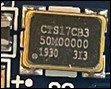 Clock oscillator, marked CTS17CB3 50M00000
