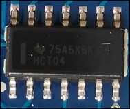 Hexagonal inverter (high performance CMOS with silicon gate), marked 75A5X5K HCT04