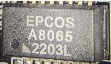 LAN and Ethernet transformer, marked EPCOS A8065 2203L