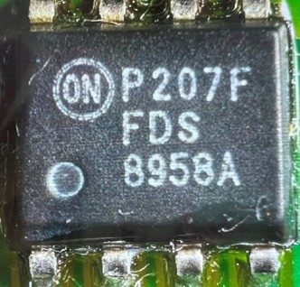 Transistor, marked P207F FDS 8958A