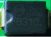 Schottky Power Rectifier, marked MBRS3100 j22 B310